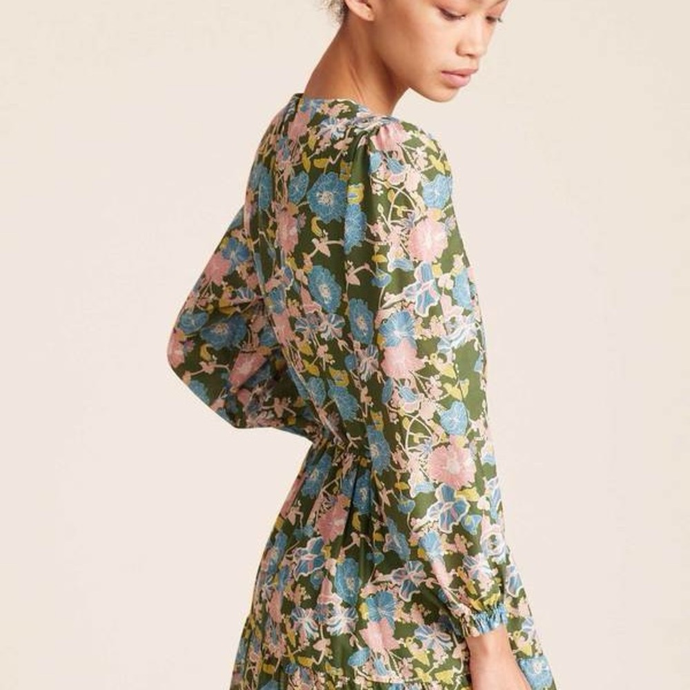 Trovata California Birds of Paradise Brand XL silk Floral Long Sleeve Dress maxi - Picture 4 of 16